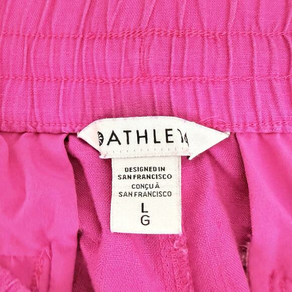 Athleta Retreat Linen Wide Leg Pants Size Large Fuchsia Pink Resortwear Vacation - Picture 9 of 16